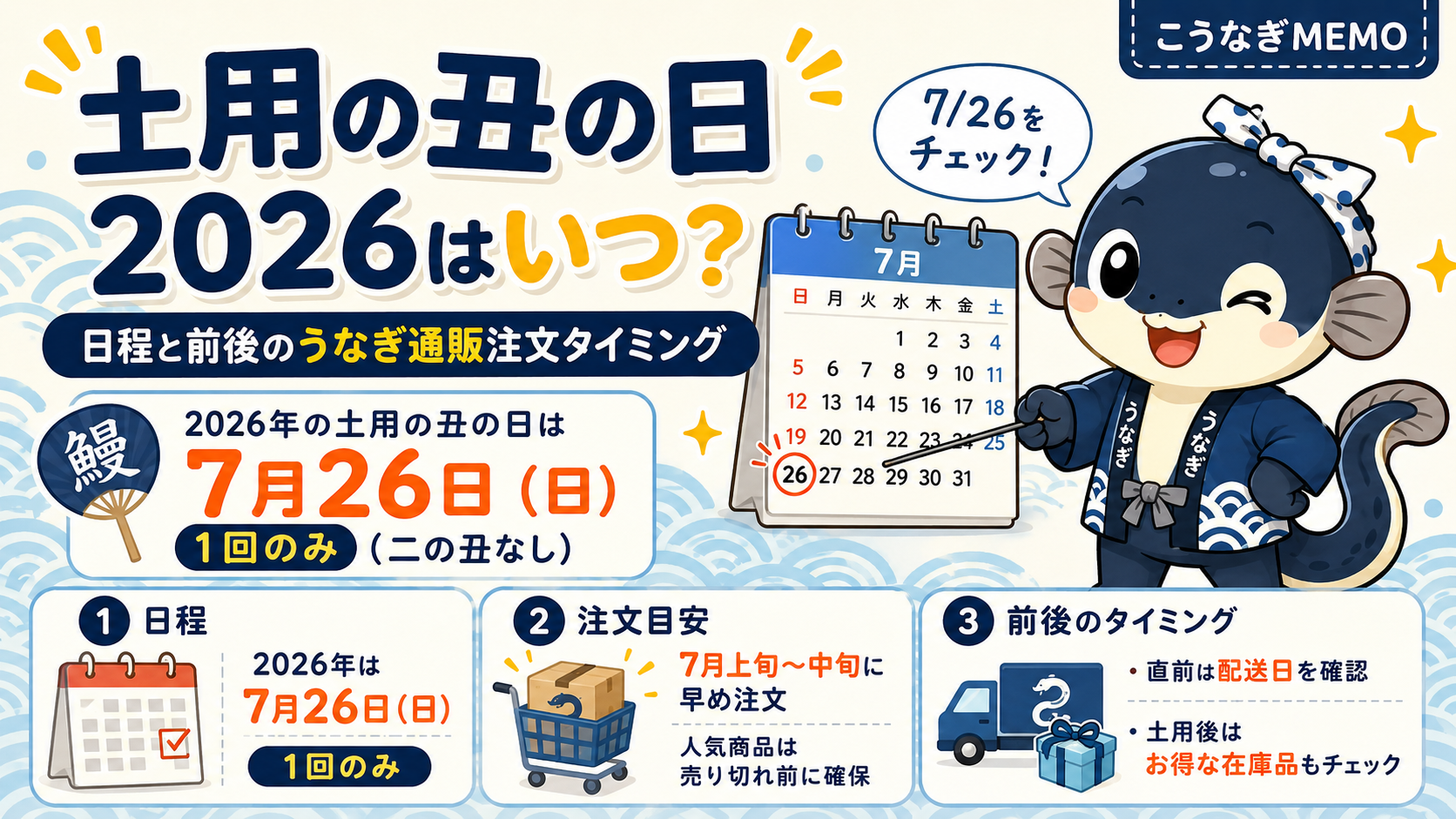 土用の丑の日2026はいつ？日程と前後のうなぎ通販注文タイミング