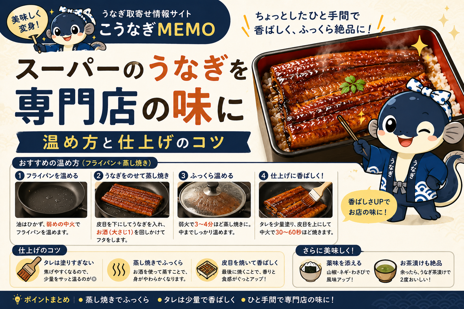 スーパーのうなぎを専門店の味に｜温め方と仕上げのコツ