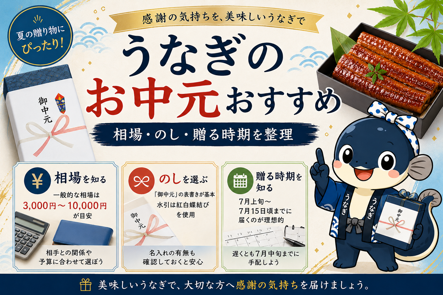 うなぎのお中元おすすめ｜相場・のし・贈る時期を整理